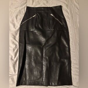 Zara Black Leather Skirt with Chic Details